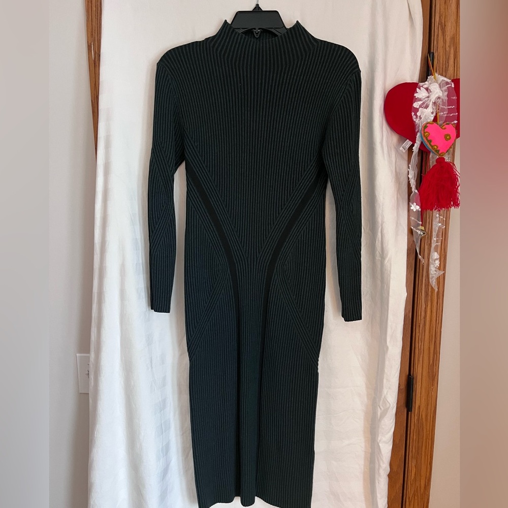 French Connection Sweater Dress Green and Black Size L